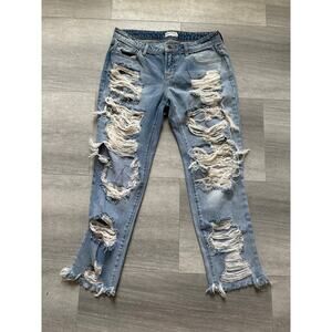 Cello Womens Jeans Size 5 Blue Medium Wash Denim Boyfriend Distressed Mid Rise